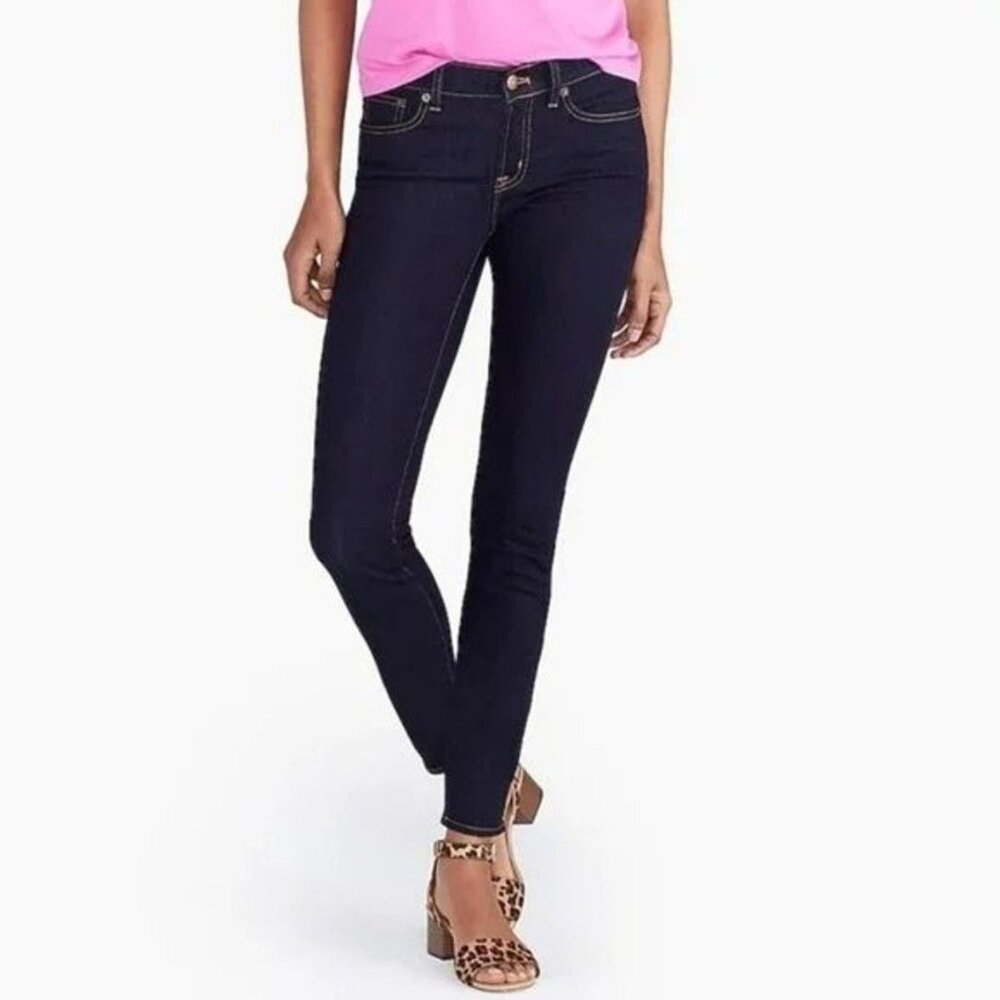 J. Crew Mercantile Women's Skinny Jeans Size 26 Actual 28X29 Dark Wash Stretch - Picture 2 of 16